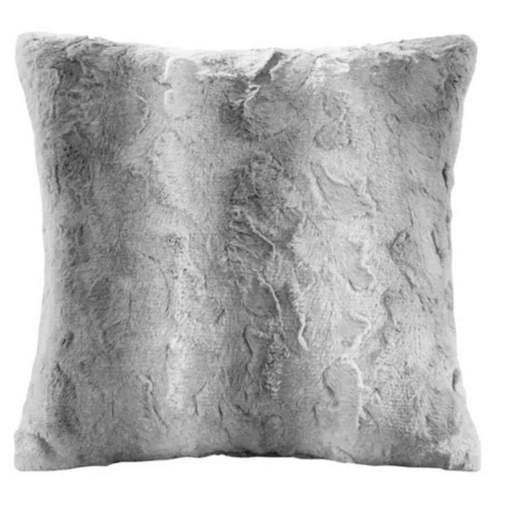 Madison‎ Park Decorative Pillow NWT Gray 20x20 Zuri Faux Fur Cozy Glam Soft Chic